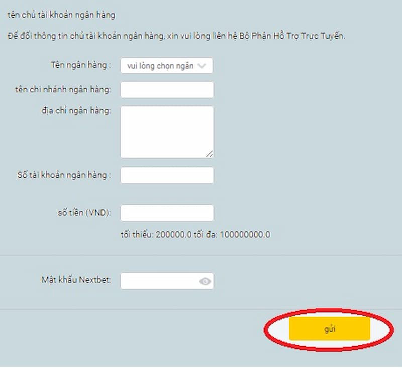 lưu ý khi nạp rút tiền tại nextbet