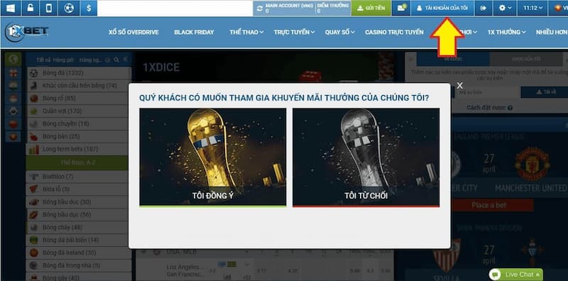 các bước đăng nhập 1xbet