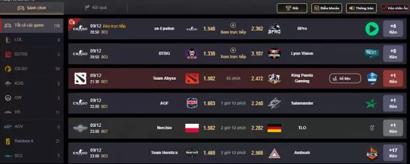 chơi cá cược thể thao