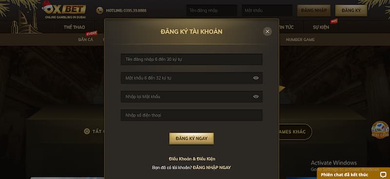 đăng ký hội viên trên điện thoại