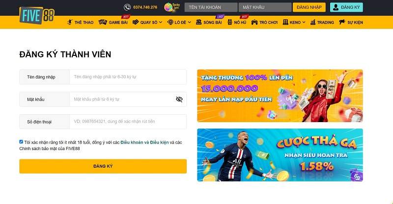 đăng ký nhanh chóng