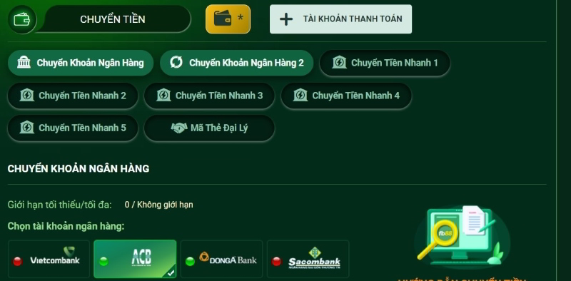 hỗ trợ các hình thức nạp - rút nào