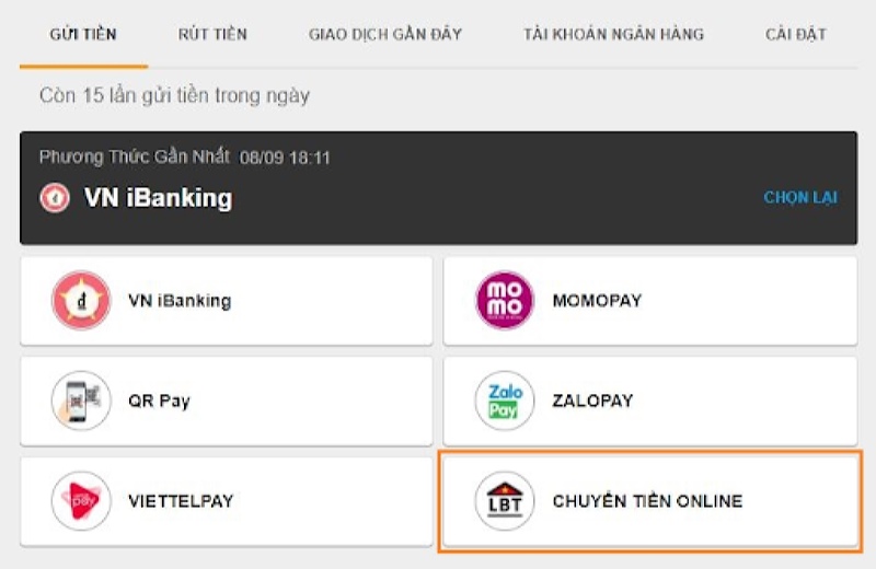 nạp tiền tại 188bet đơn giản